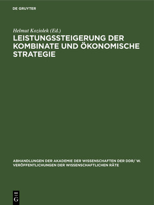 cover image of Leistungssteigerung der Kombinate und ökonomische Strategie